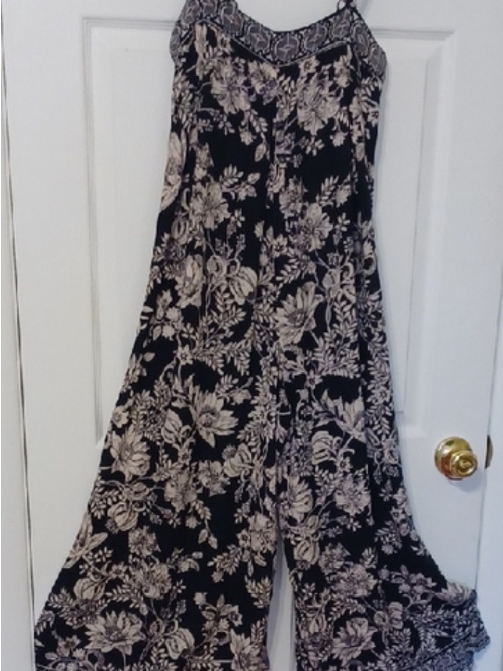Black & Cream Floral Romper